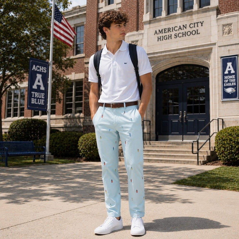VINEYARD VINES Kids Boys 18 New Pants‎ Aqua Sky Surf Embroidered Breaker Unisex